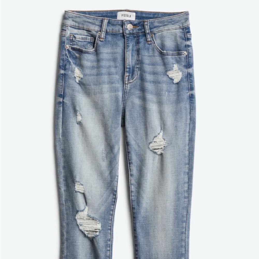 Distressed Blue Jeans